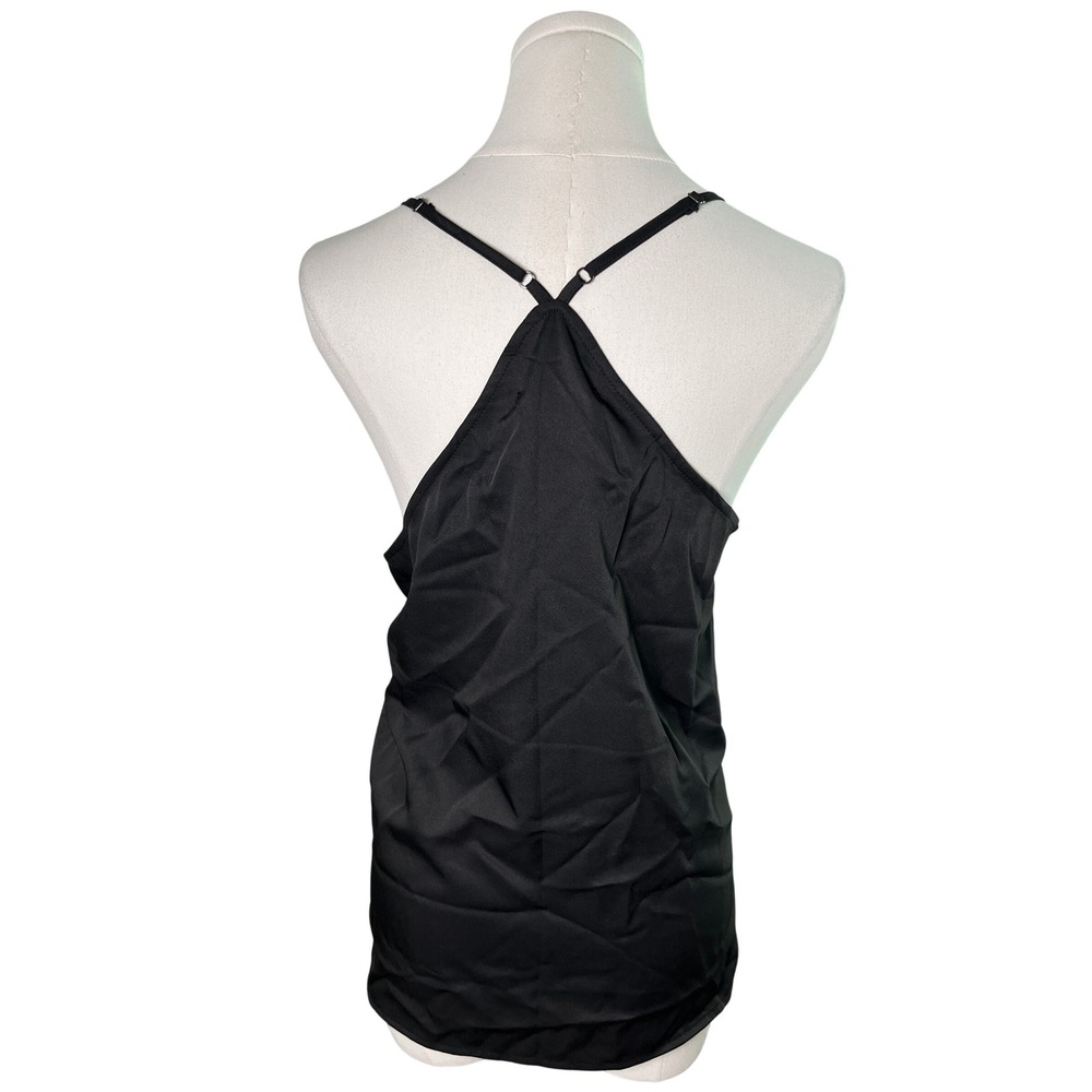 Grace Karin Black Sequin Camisole Top 2XL Lined Sparkle Tank Adjustable Strap - Picture 3 of 10